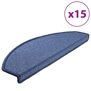 vidaXL Tapis d'escalier 15 Pièces Bleu 65x24x4 cm