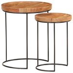vidaXL Ensemble de table basse 2 Pièces bois d'acacia massif et acier