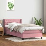vidaXL Sommier à lattes de lit avec matelas rose 90x220 cm velours