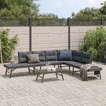 vidaXL Ensemble de bancs de jardin avec coussins 5 Pièces noir