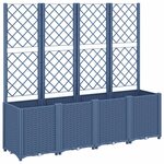vidaXL Jardinière avec treillis bleu gris 160x40x140 cm PP