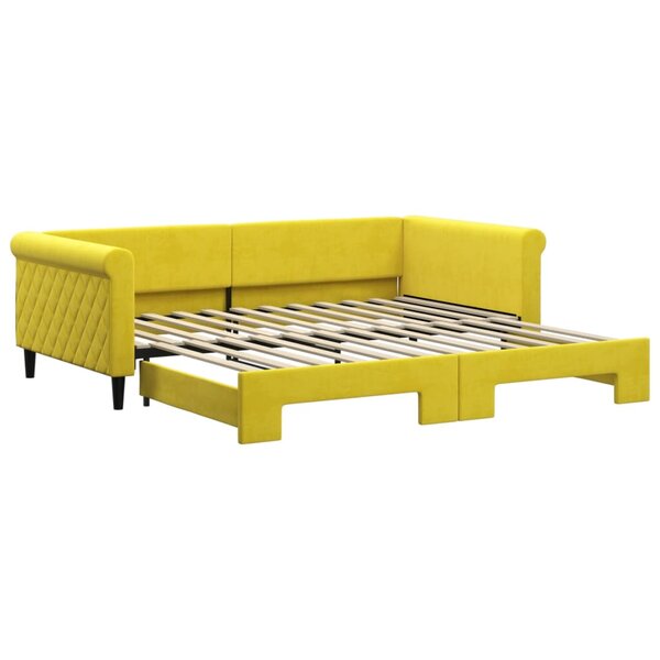 vidaXL Lit de jour avec lit gigogne jaune 100x200 cm velours