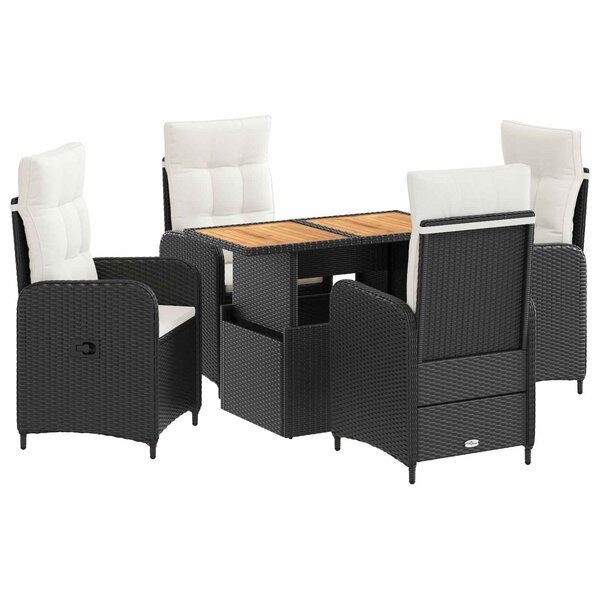 vidaXL Ensemble de repas extérieur 5 pc Noir et blanc crème