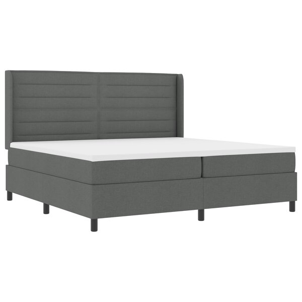 Lit box spring vidaXL avec matelas gris foncé 200x200 cm en tissu