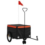 vidaXL Remorque de vélo noir et orange 45 kg fer