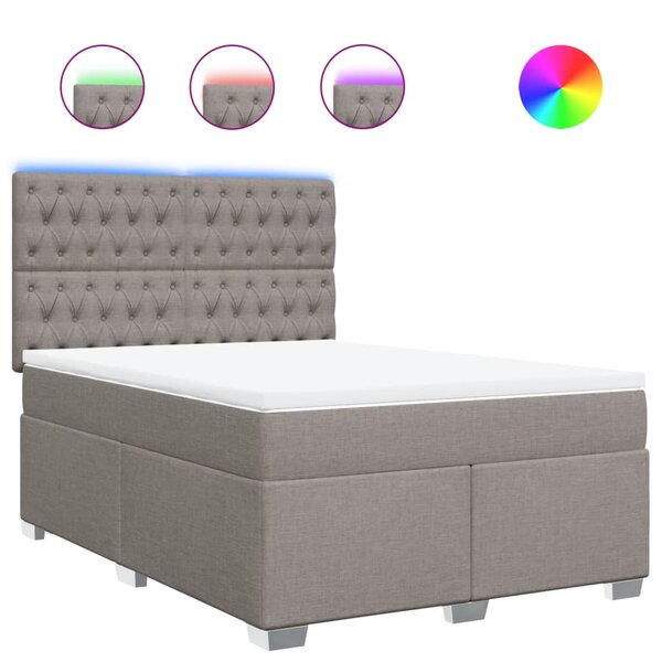 vidaXL Sommier à lattes de lit avec matelas Taupe 140x190 cm Tissu
