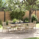 vidaXL Ensemble de salle à manger pour jardin 7 Pièces Beige Poly rotin