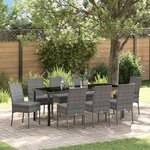 vidaXL Ensemble de salle à manger pour jardin 9 Pièces Gris
