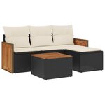 vidaXL Salon de jardin 5 Pièces avec coussins noir résine tressée
