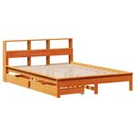 vidaXL Lit bibliothèque sans matelas cire marron 160x200 cm pin massif