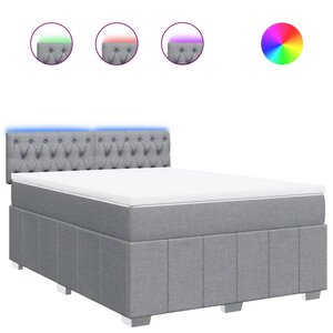 vidaXL Sommier à lattes de lit avec matelas Gris clair 140x190cm Tissu