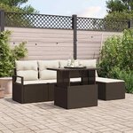 vidaXL Ensemble de canapé de jardin avec coussin 6 Pièces Marron et crème