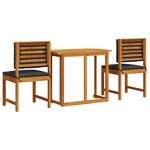 Ensemble de salle à manger de jardin 3 pièces en bois massif d'acacia