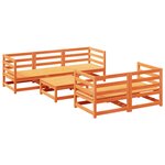 vidaXL Salon de jardin 6 Pièces cire marron bois de pin massif
