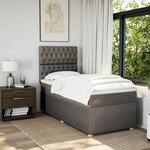 vidaXL Sommier à lattes de lit avec matelas Taupe 90x200 cm Tissu
