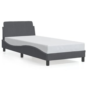 vidaXL Cadre de lit Dover gris foncé 90x200 cm velours