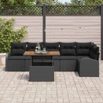 vidaXL Ensemble de canapé de jardin avec coussin 7 Pièces Noir