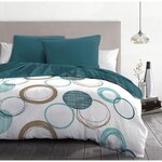Parure de lit - couette 220 x 240 cm + 2 taies d'oreiller 63 x 63 cm - Bleu canard