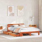vidaXL Cadre de lit sans matelas cire marron 150x200cm bois pin massif