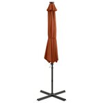 vidaXL Parasol de jardin en porte-à-faux avec mât et lumières LED