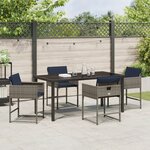 vidaXL Ensemble de salle à manger de jardin 5 pièces avec coussins Gris Poly Rattan
