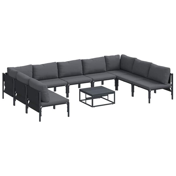 vidaXL Ensemble de canapé de jardin 10 Pièces Anthracite Acier
