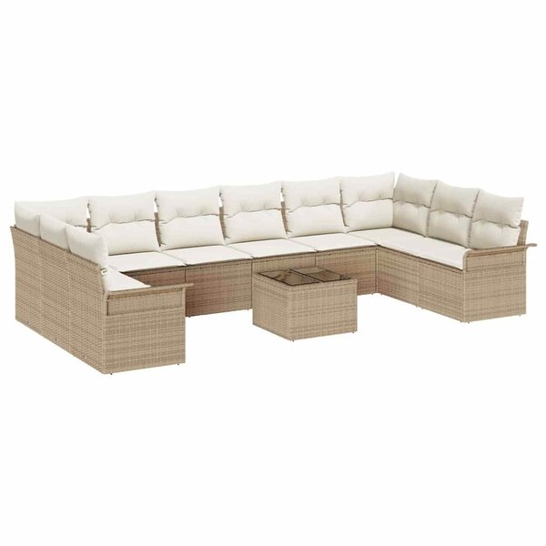 vidaXL Ensemble de canapé de jardin 11 Pièces Marron Poly rotin