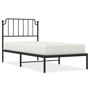 vidaXL Cadre de lit métal sans matelas avec tête de lit noir 90x190 cm