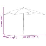 vidaXL Parasol de jardin avec mât en bois taupe 300x300x273 cm
