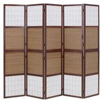 Paravent bois 5 pièces marron bambou pliable