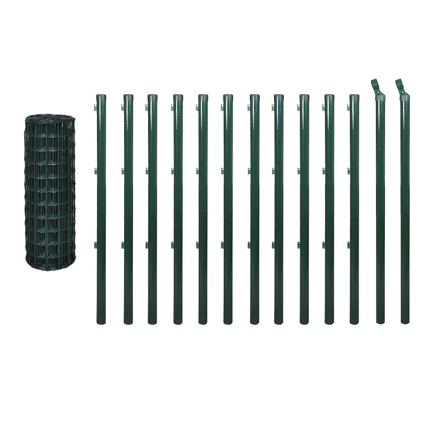 vidaXL Ensemble de clôture Euro Acier 25 x 1 5 m Vert