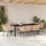 vidaXL Set de Dîner de Jardin 7 Pièces avec Coussins Marron Rattan Poly