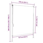 vidaXL Store roulant d'extérieur jaune et blanc 150x270 cm tissu acier