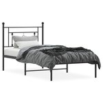 vidaXL Cadre de lit métal sans matelas avec tête de lit noir 100x190cm