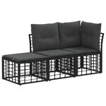 vidaXL Ensemble de canapés d'extérieur 3 Pièces Noir Polyester