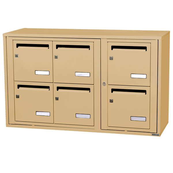 Bloc collectif leabox.com, 3x2, grade 3, simple face, Intérieur, fixation murale,  Beige RAL 1001 finition brillante