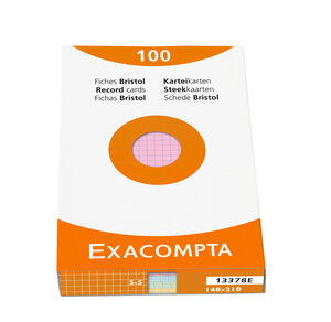 Étui de 100 fiches bristol quadrillé 5x5 non perforé 148x210mm assorties x 10 EXACOMPTA