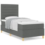 vidaXL Lit à ressorts avec matelas gris foncé 90x200 cm en tissu