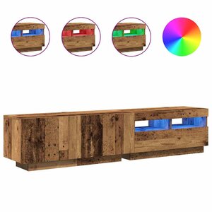 vidaXL Meuble TV avec lumières LED vieux bois bois d'ingénierie