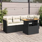 vidaXL Salon de jardin 5 Pièces avec coussins noir résine tressée