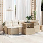 vidaXL Ensemble de canapé de jardin 7 Pièces Beige Poly rotin