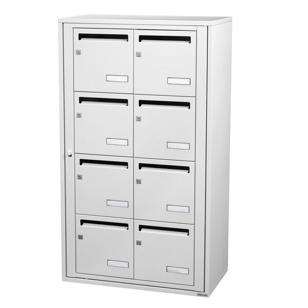 Bloc collectif Leabox 2x4 grade 3 simple face intérieur fixation murale blanc neige ral 9016 finition brillante