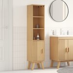 Cabinet de salle de bain vidaXL Marron 35x30x159 cm en bois de pin massif