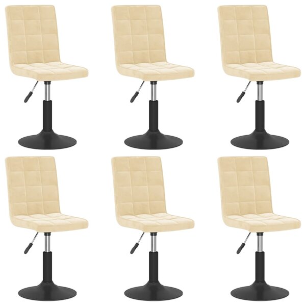 vidaXL Chaises pivotantes à manger lot de 6 crème velours