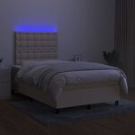 vidaXL Sommier à lattes de lit et matelas et LED Crème 120x200cm Tissu