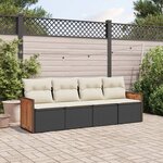 vidaXL Salon de jardin 4 Pièces avec coussins noir résine tressée