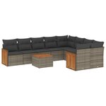 vidaXL Salon de jardin avec coussins 10 Pièces gris résine tressée