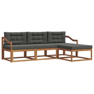 vidaXL Ensemble de canapés d'extérieur 4 pc Naturel et Anthracite
