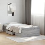 vidaXL Cadre de lit avec tiroirs sans matelas sonoma gris 90x190 cm