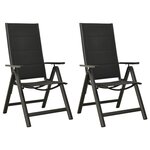 vidaXL Chaises pliables de jardin lot de 2 Textilène et aluminium Noir
